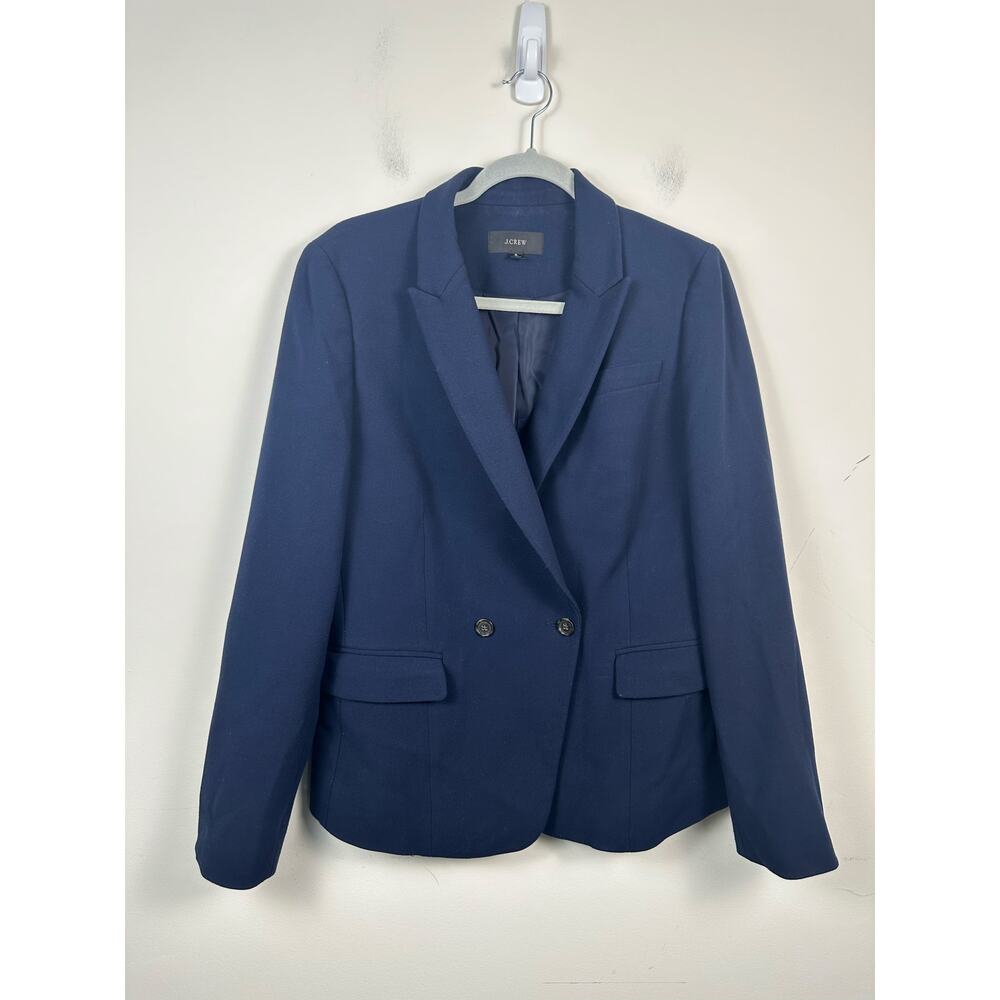J. Crew Devon Blazer Women 8 Navy Blue‎ Excellent Stretch Two Button Workwear